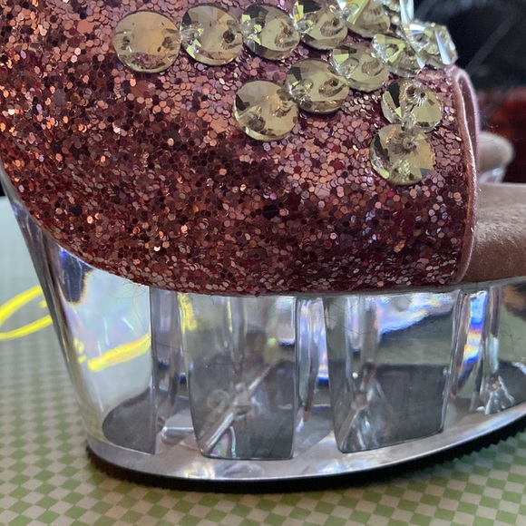 Pink glitter and rhinestone Pleaser mules - Picture 4 of 12